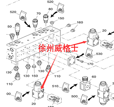 進(jìn)口攤鋪機(jī)配件油缸電磁閥零件號9653951010
