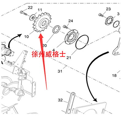 進(jìn)口攤鋪機(jī)螺旋上鏈輪零件號4610062274